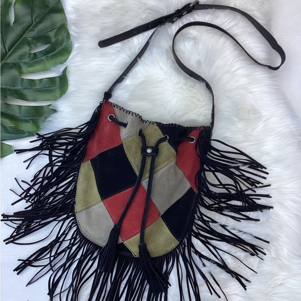 Patricia Nash Carrara Patchwork Suede Fringe Drawstring Bag - Picture 3 of 10